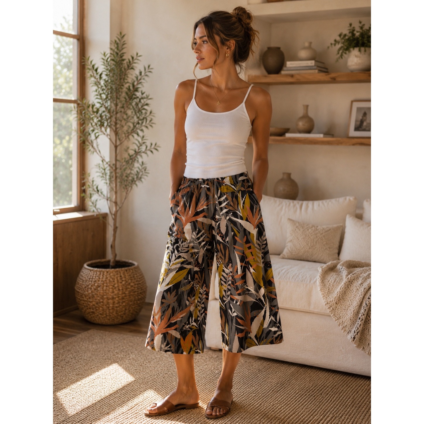Bob Mackie Pants Women Xs Multi Tropical Botanical Eclectic Boho Wearable Art